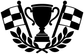 Black trophy and racing checkered flag vinyl decal with laurel wreath