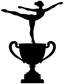 Gymnastics vinyl decal with black gymnast silhouette holding a trophy cup