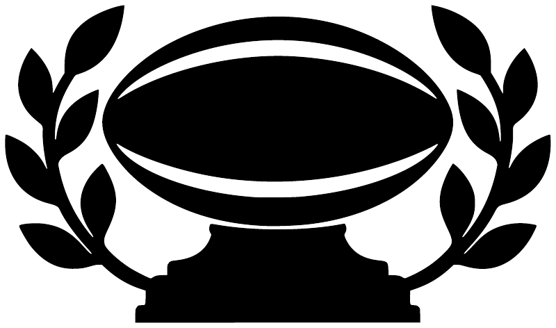 Football laurel award vinyl decal: black trophy and football inside laurel wreath