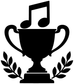 Vinyl decal: black trophy with music notes and laurel branches