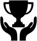 Trophy and hands vinyl decal close-up, black trophy with raised hand shapes