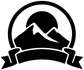 Achievement medal vinyl decal close-up: black mountains, white circle and ribbon