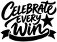 Black “Celebrate Every Win” vinyl decal with star accents