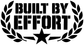 Vinyl decal design: white “BUILT BY EFFORT” lettering with laurel wreath and star