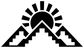 Stepped mountain vinyl decal featuring a sunburst icon and zigzag peak design