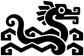 Stylized water serpent vinyl decal in black with white house and pattern details