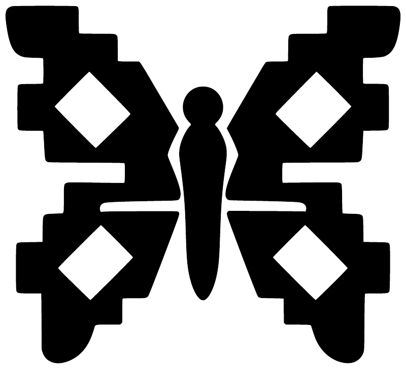 Geometric butterfly vinyl decal, black silhouette with white diamond accents
