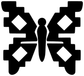 Geometric butterfly vinyl decal, black silhouette with white diamond accents