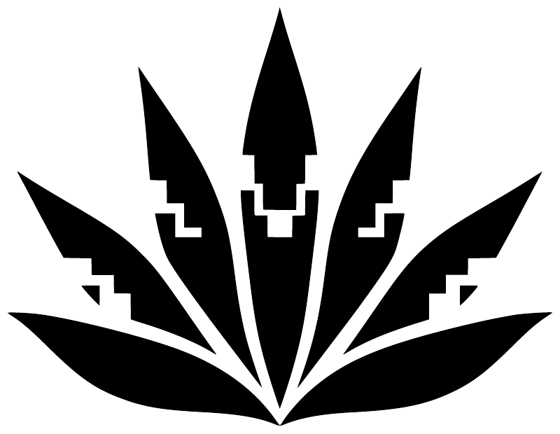 Agave rosette vinyl decal with Aztec pattern, black-and-white stylized agave rosette