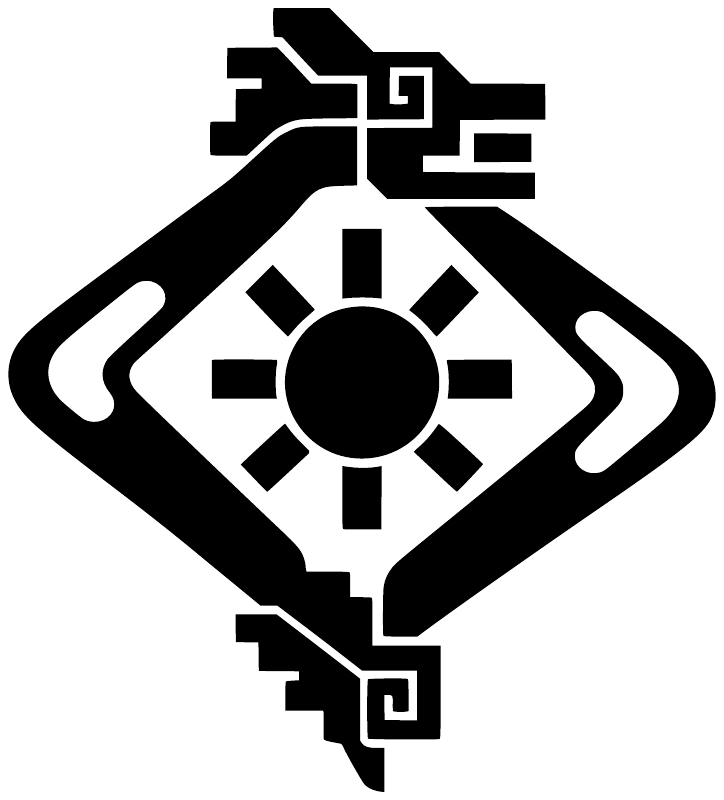 Black and white geometric diamond vinyl decal with central sun icon