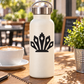 Black feather fan vinyl decal with central diamond on white bottle