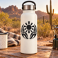 Black Aztec circle sunburst vinyl decal with leaf and petal motifs