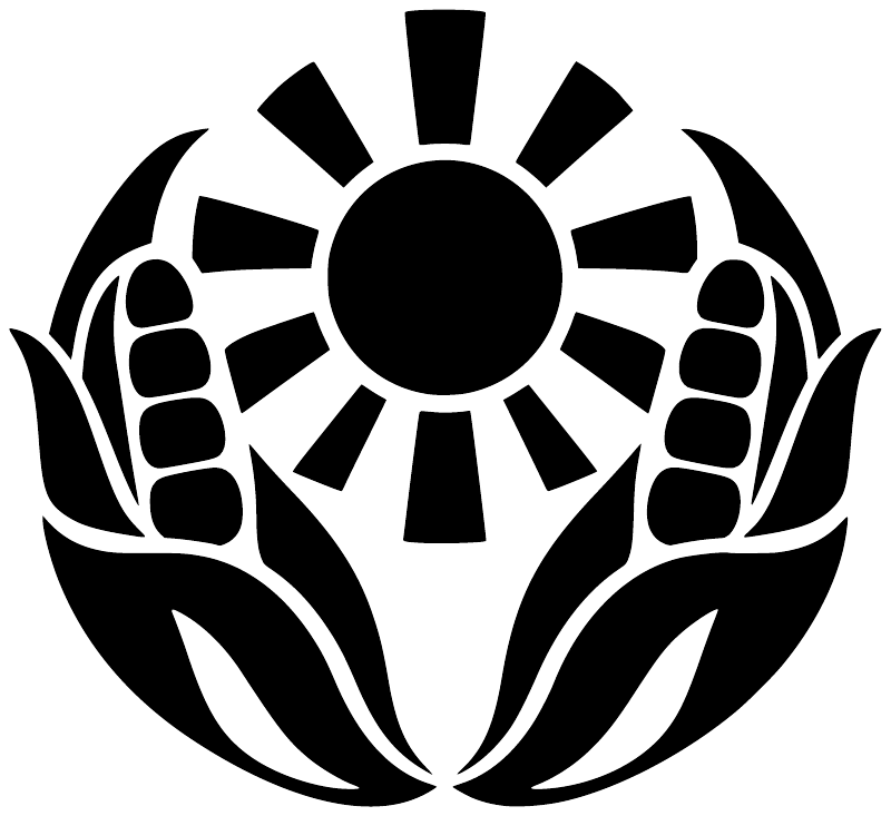 Black Aztec circle vinyl decal sunburst with centered dot and petal leaves