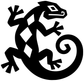 Black-and-white lizard vinyl decal with Aztec-style stone motif