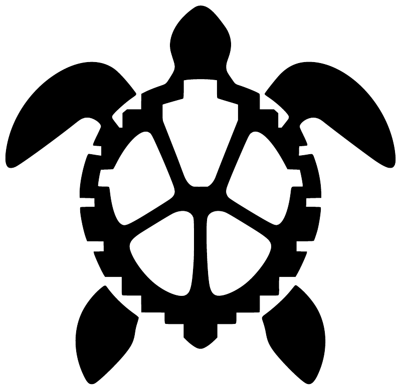 Turtle shell vinyl decal icon in bold black and white