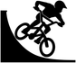 BMX vinyl decal sticker with black BMX rider on a curved track