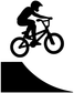 BMX ramp launch vinyl decal, black BMX rider silhouette on curved ramp