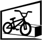 BMX street ledge vinyl decal close-up with black bike graphic on white background