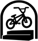 BMX park arch vinyl decal with black BMX bicycle rider silhouette