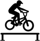 BMX rail vinyl decal, black rider and BMX bike silhouette above a rail