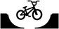 BMX transition vinyl decal, black bike icon on white ramp shape