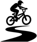 BMX track ribbon vinyl decal featuring black bike rider silhouette and track line