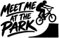 Vinyl decal graphic: “Meet Me at the Park” text with BMX rider, black on white