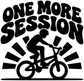 Black vinyl decal with “ONE MORE SESSION” lettering and BMX rider with rays.