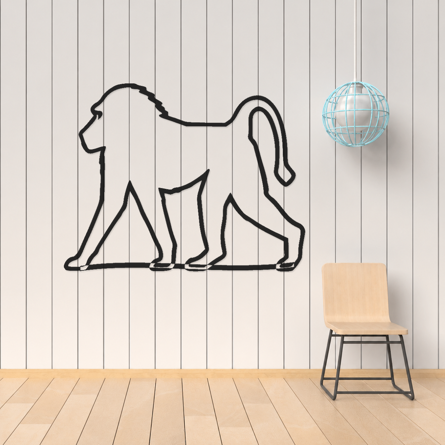 Vinyl decal of a black baboon pair walking with a continuous rolling ground sweep