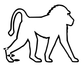 Mirrored walking baboon outline illustration
