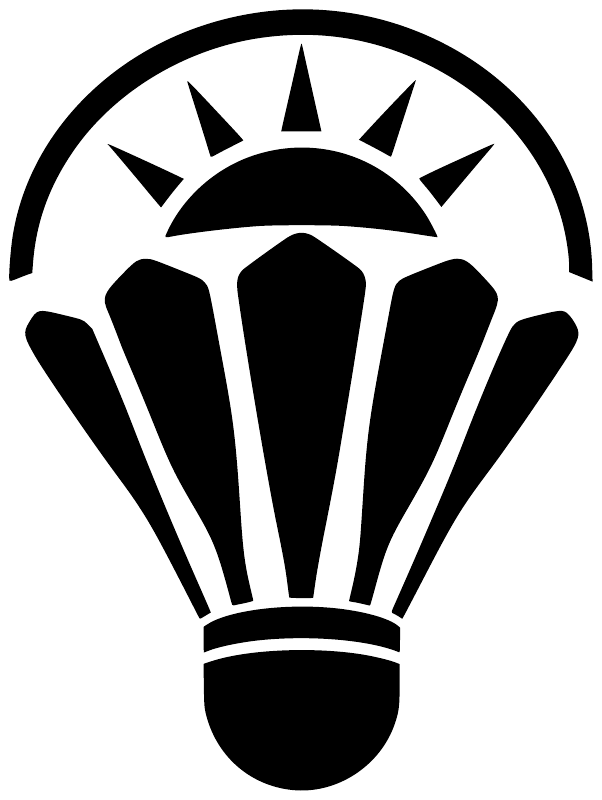 Hot air balloon vinyl decal icon, black and white sunburst above parachute