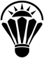 Hot air balloon vinyl decal icon, black and white sunburst above parachute