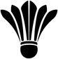 Shuttlecock feather fan vinyl wall decal, black silhouette with white striped feathers