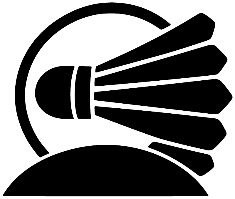 Badminton shuttle medallion vinyl decal logo, black and white shuttle with ball