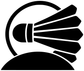 Badminton shuttle medallion vinyl decal logo, black and white shuttle with ball