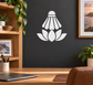 Lotus and shuttlecock emblem vinyl decal, white design