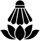 Lotus and shuttlecock emblem vinyl decal, black and white design