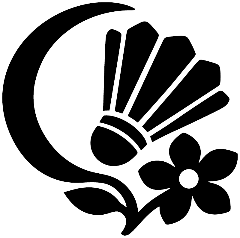 Black moon, shuttlecock, and flower vinyl decal graphic