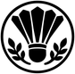 Round vinyl decal logo with black shuttle icon, laurel wreath, and thick border