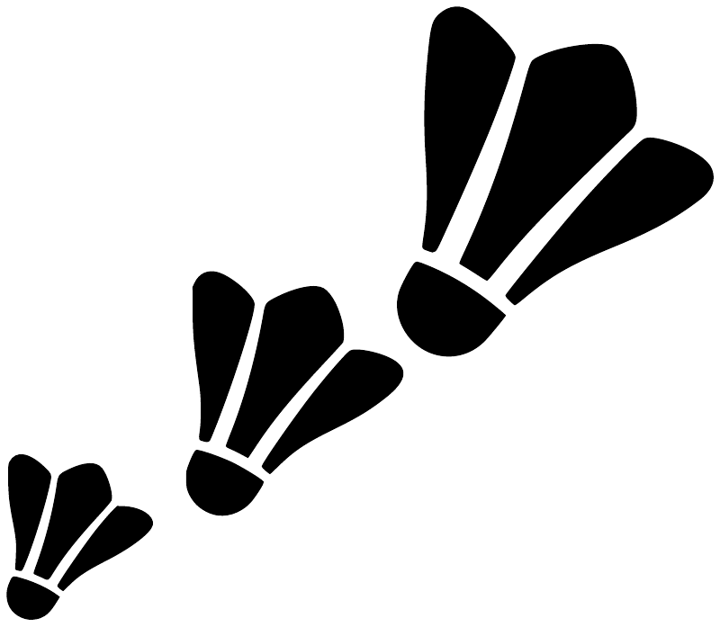 Set of three black shuttlecock vinyl decals