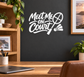 White vinyl decal reading 'Meet Me on Court' with badminton racket and shuttle graphic.