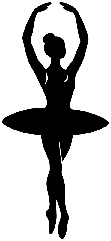 Black ballet dancer vinyl decal silhouette with arms overhead