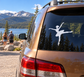 Ballet arabesque sweep vinyl decal, black dancer silhouette on car rear window