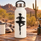 Ballet dancer turn silhouette vinyl decal, black figure on light bottle