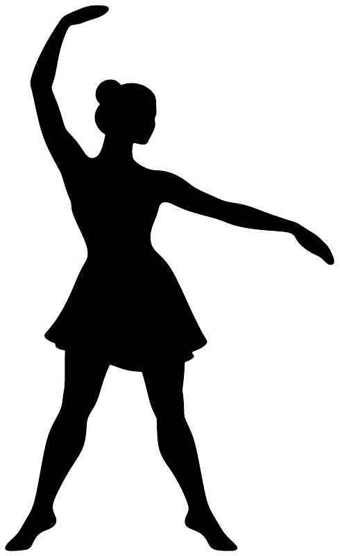 Ballet side-stretch vinyl decal showing black dancer silhouette figure