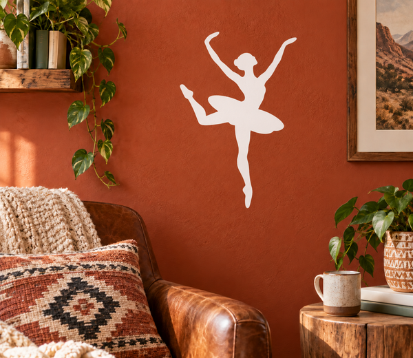 Ballet lifted attitude vinyl decal silhouette in white