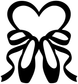 Black heart with ballet shoes vinyl decal, close-up
