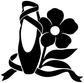 Pointe shoe and flower vinyl decal, black-and-white silhouette