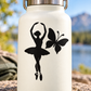 Ballet dancer vinyl decal with butterfly silhouette in black on a light background