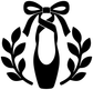 Black-and-white ballet slipper vinyl decal with bow and laurel leaves